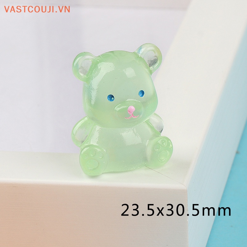 Bộ 2 Móc Khóa Hình Chú Gấu 3D Bằng Nhựa Resin Màu Dạ Quang DIY
