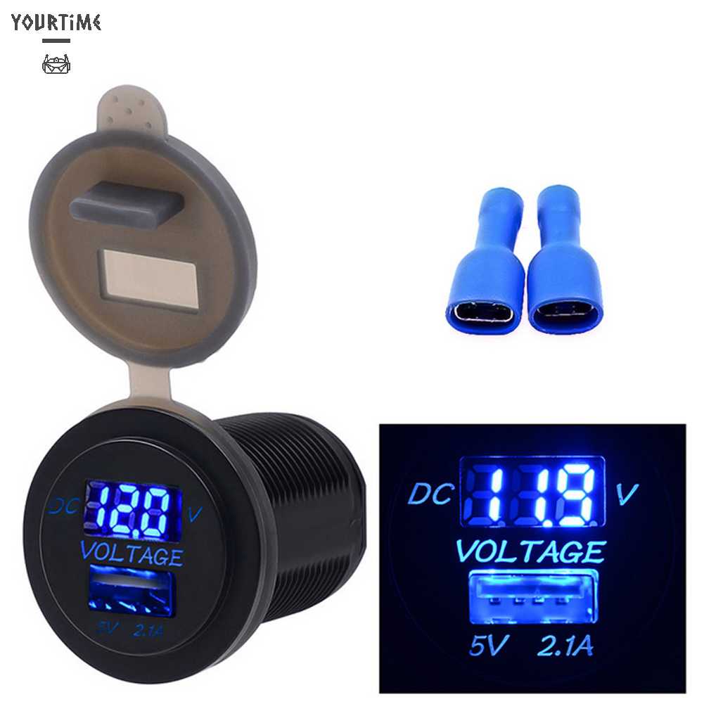 Thiết Bị Sạc Điện Thoại USB 12V Màn Hình LED Hiển Thị Vôn Kế Hai Trong Một Cho Xe Hơi