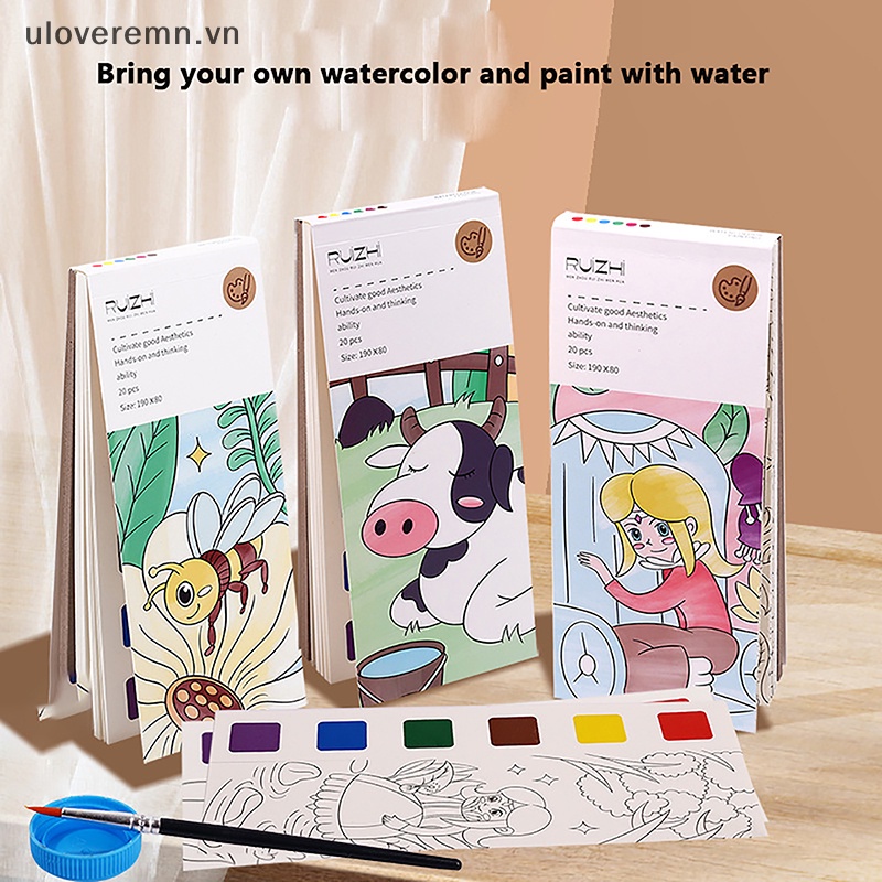 1 Set Sách Tô Màu Nước 20 Trang + 1 Cây Bút Vẽ Graffiti Cho Bé