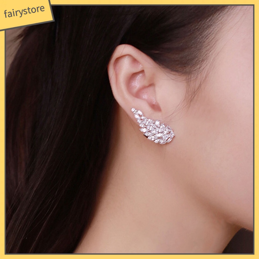 Bông Tai Hình Đôi Cánh Bất Đối Xứng Màu Sáng Tinh Tế Thời Trang Dự Tiệc