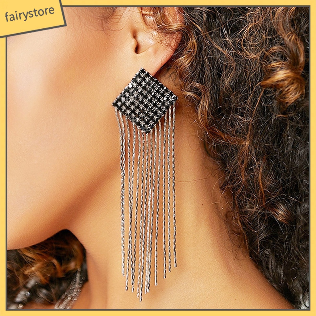 [FRO] Bông Tai Thả Dây Dài Bằng Hợp Kim Trang Sức Đơn Giản Thời Trang Cho Ngày