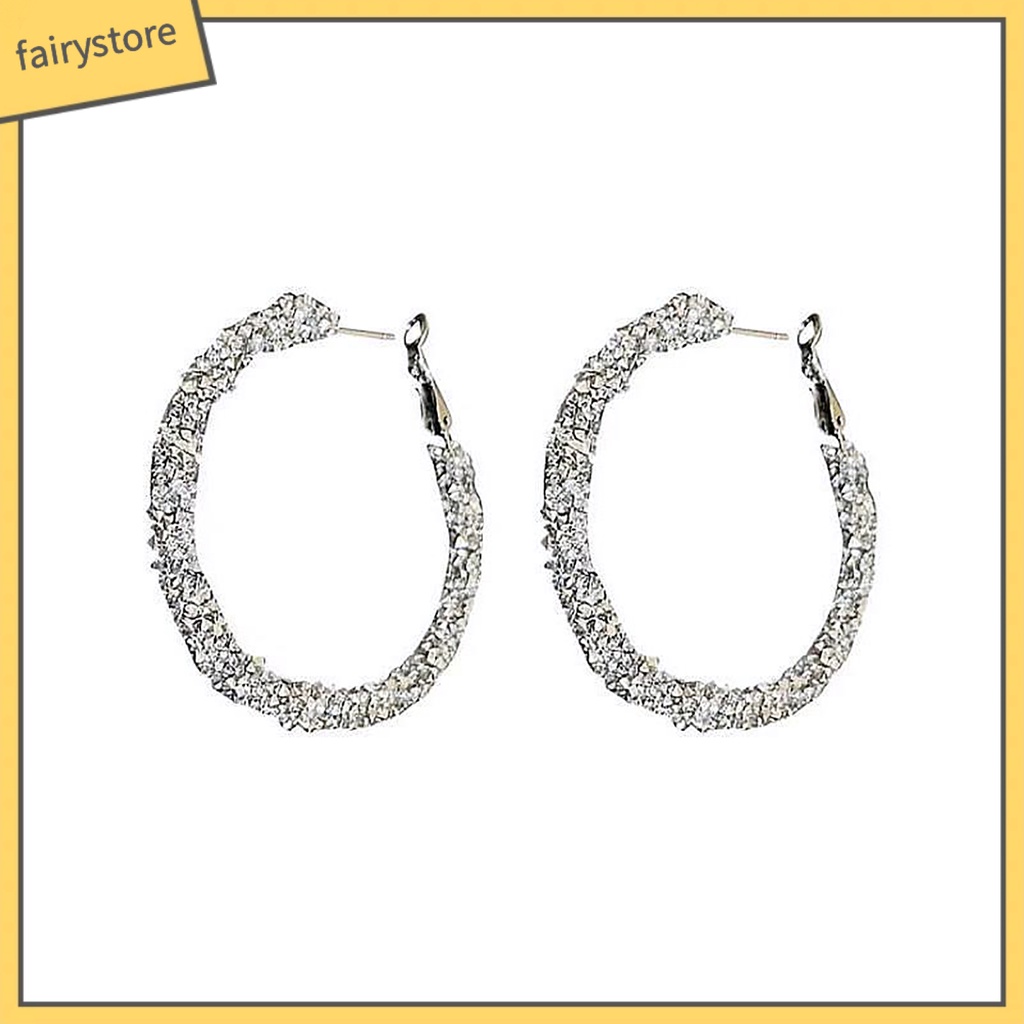 1 Đôi Bông Tai Đính Đá Lấp Lánh Thời Trang Dành Cho Nữ