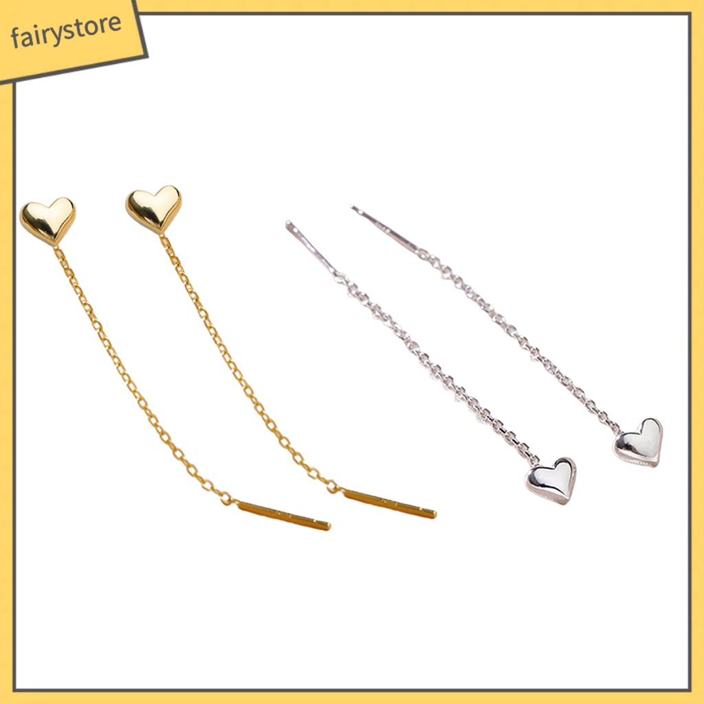 1 Đôi Bông Tai Hình Trái Tim Nhỏ Dáng Dài Trọng Lượng Nhẹ Thời Trang Nữ