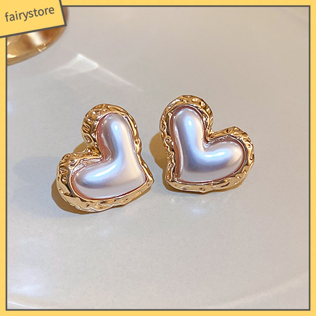 Bông Tai Hình Trái Tim Màu Gradient Đính Ngọc Trai Giả Sang Trọng Thời Trang Cho Nữ