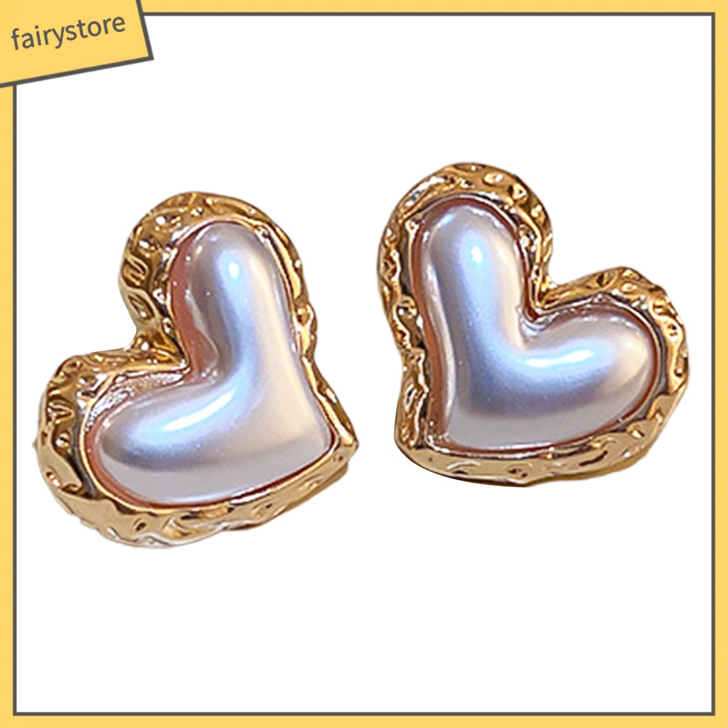 Bông Tai Hình Trái Tim Màu Gradient Đính Ngọc Trai Giả Sang Trọng Thời Trang Cho Nữ