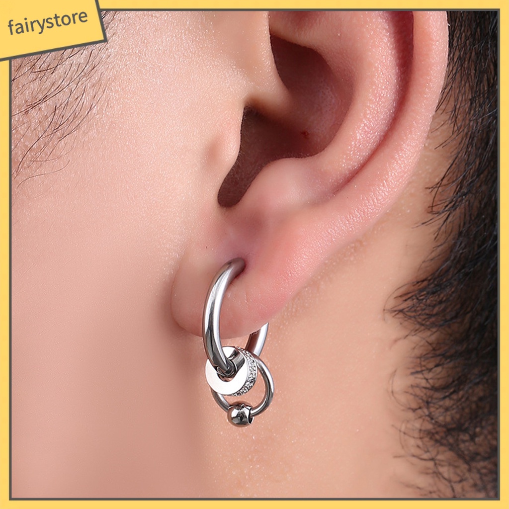 1 Khuyên Tai Thép Titan Nhiều Lớp Phong Cách Hip Hop Đơn Giản Thời Trang Cho Nam