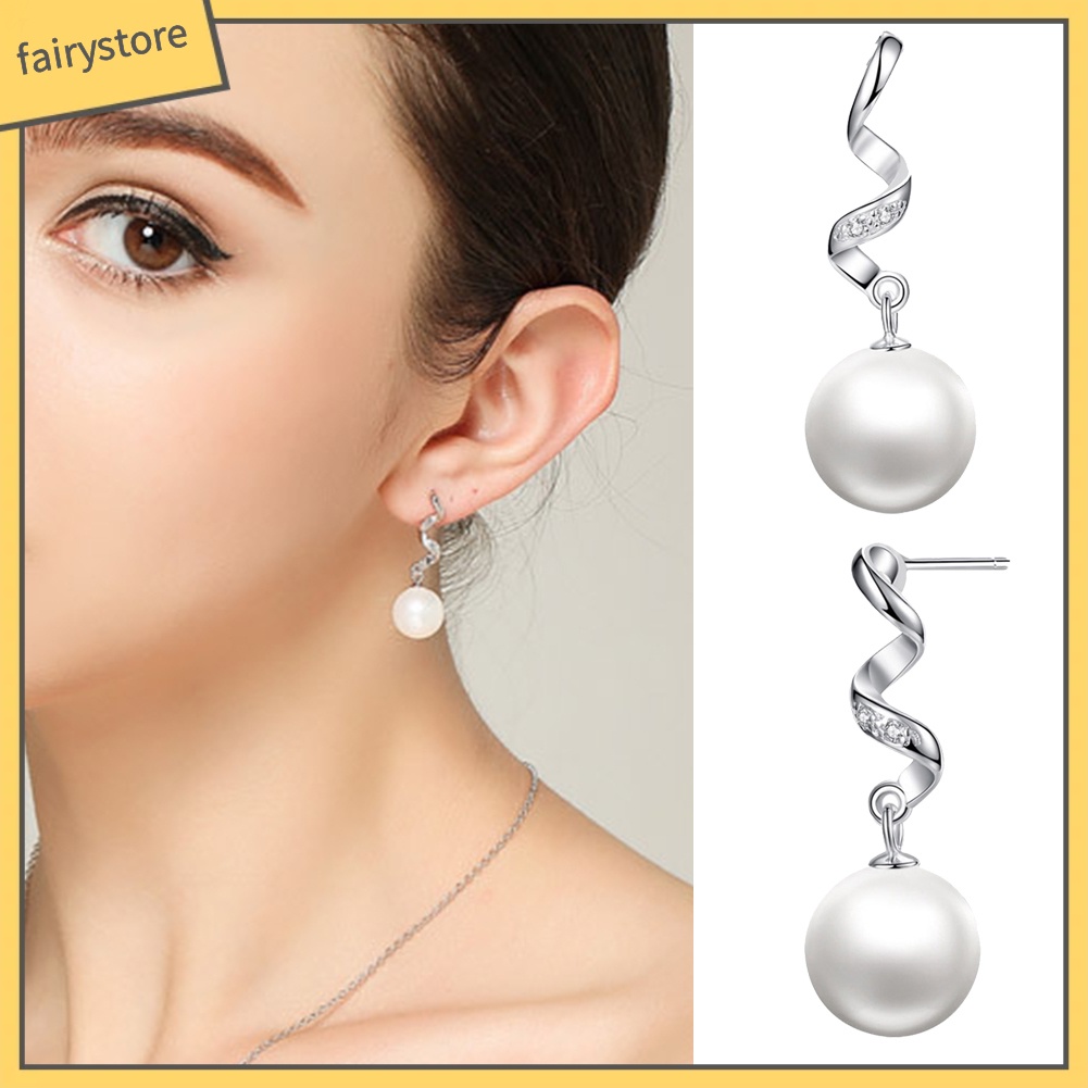 Khuyên Tai Dáng Dài Đính Đá Và Ngọc Trai Nhân Tạo Thời Trang