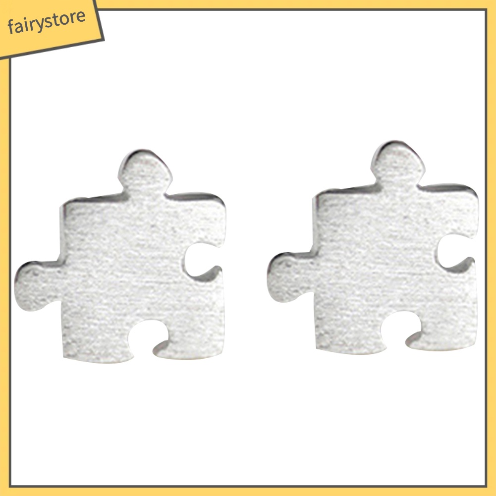 Bông Tai Mạ Bạc Hình Mảnh Ghép Thời Trang Dành Cho Nữ