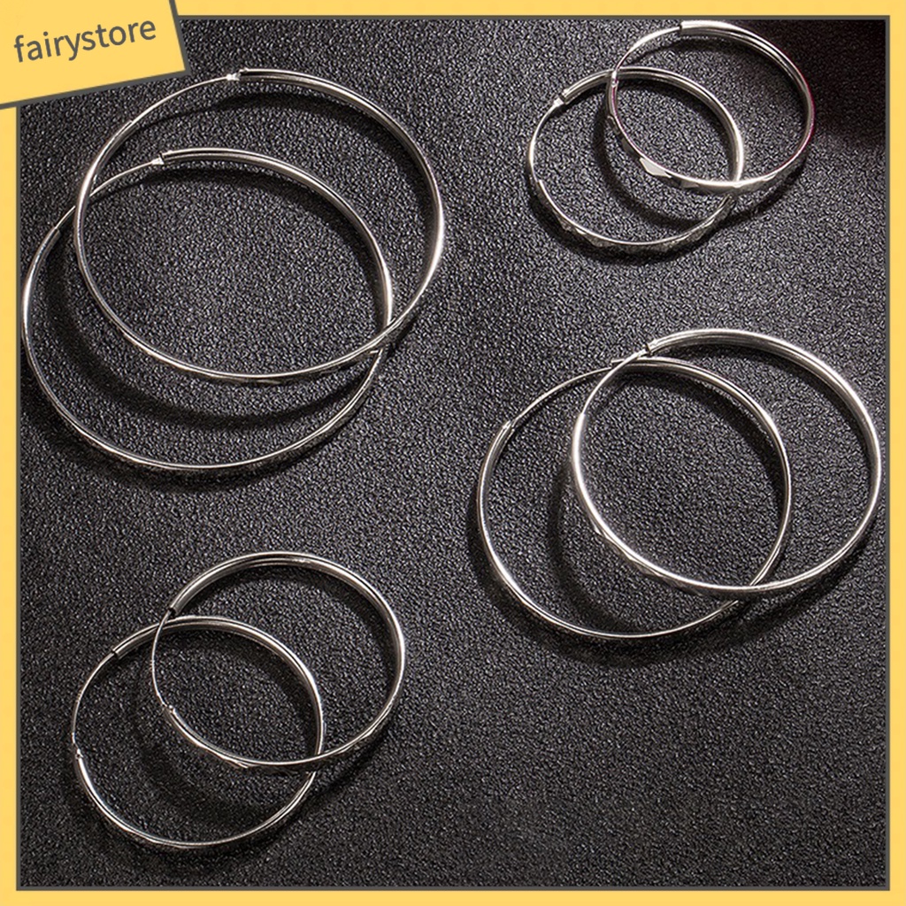 1 Đôi Bông Tai Hình Tròn Cỡ Lớn Phong Cách Hip Hop Thời Trang Cho Nữ