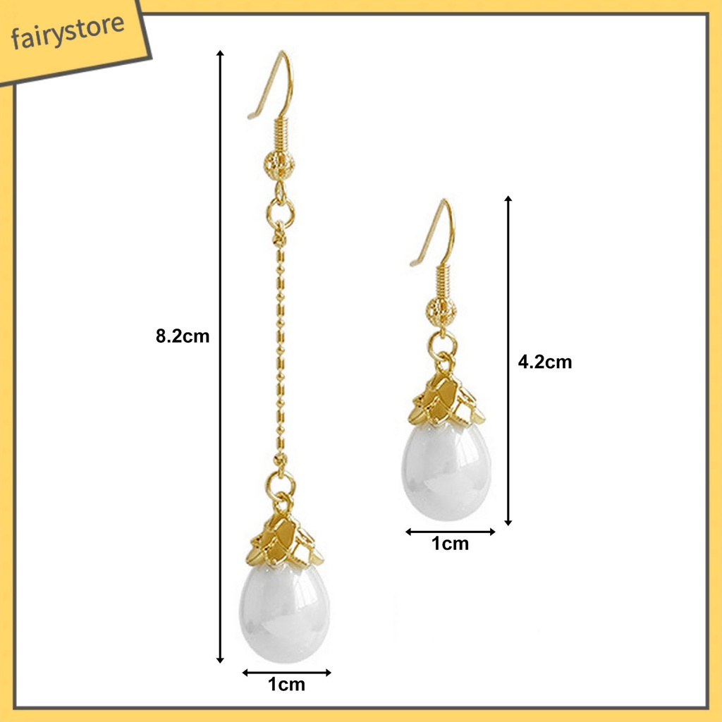 1 Đôi Bông Tai Dáng Dài Đính Ngọc Trai Giả Sang Trọng Cho Nữ