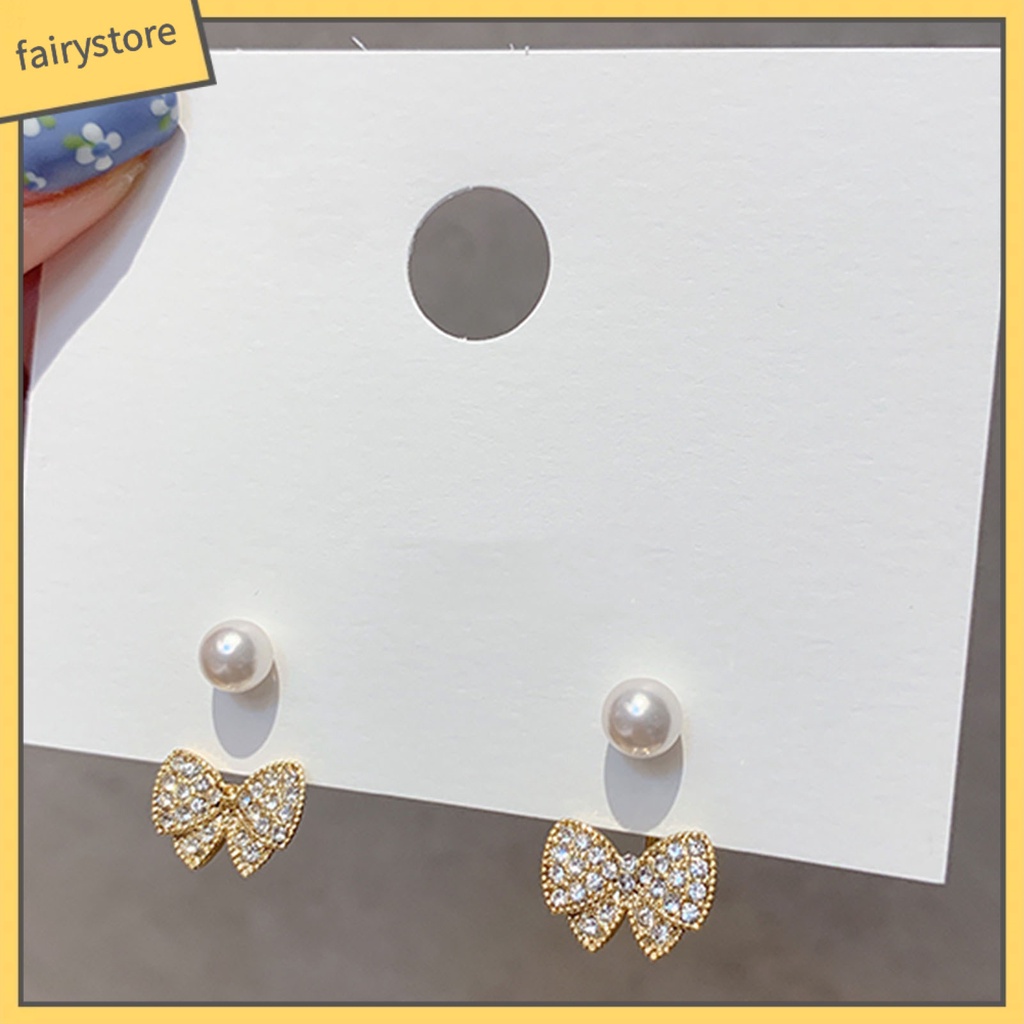 1 Đôi Bông Tai Đính Đá Bằng Hợp Kim Thoải Mái Dành Cho Nữ