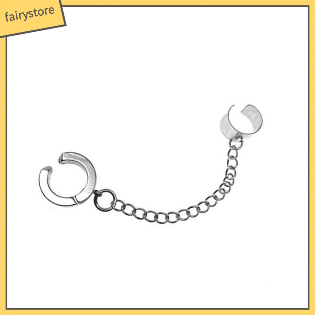 1 Khuyên Kẹp Tai Dây Xích Dài Bằng Thép Titan Không Cần Xỏ Lỗ Dùng Hàng Ngày