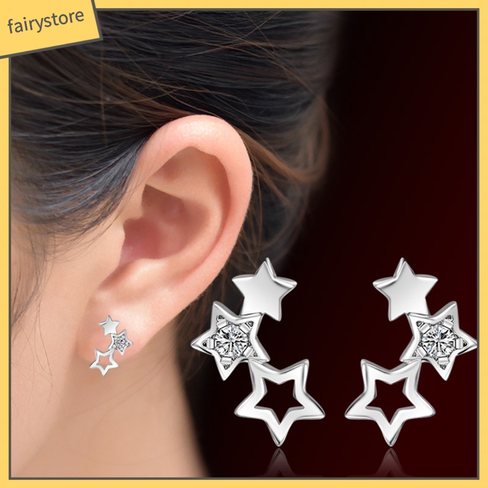 Bông Tai Hình Ngôi Sao Đính Đá Zircon Thời Trang Dành Cho Nữ