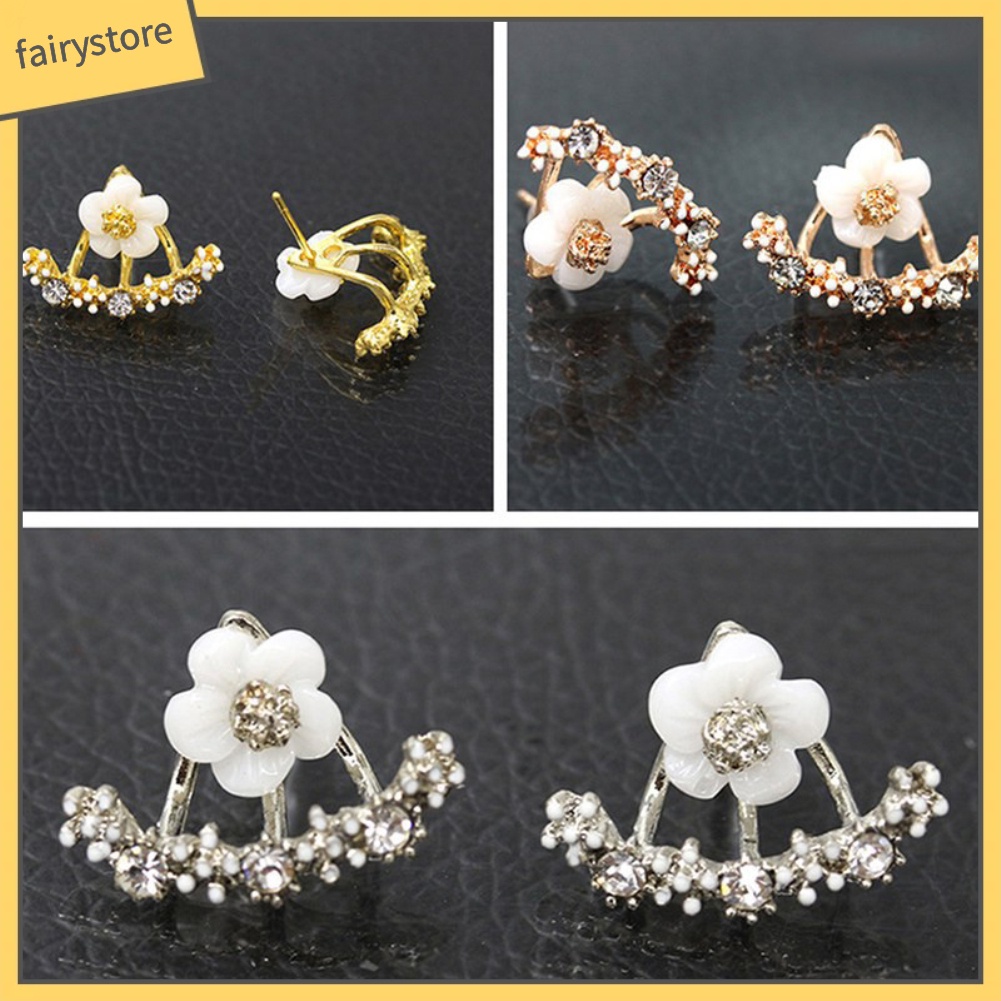 Bông Tai Hình Hoa Cúc Đính Đá Dễ Thương Dành Cho Nữ