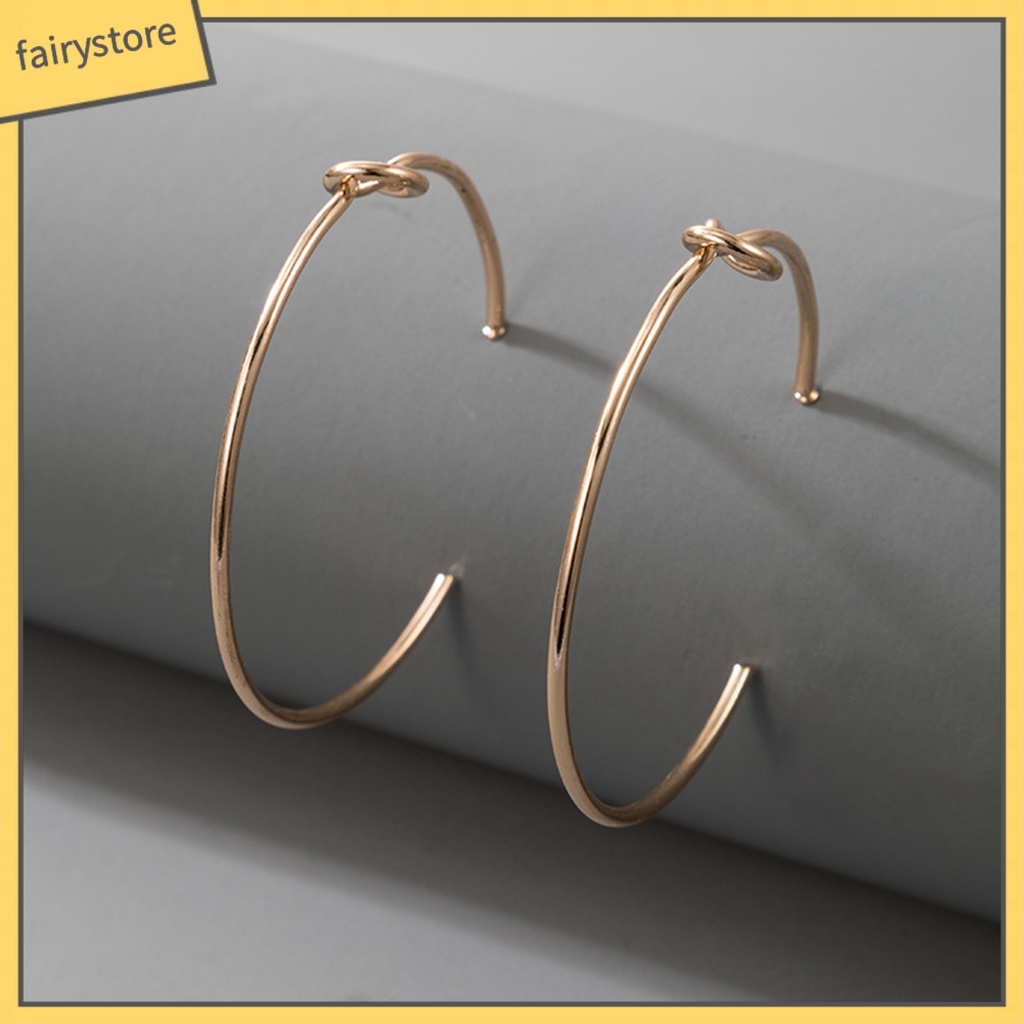 Bông Tai Hình Tròn Cỡ Lớn Bằng Kim Loại Đơn Giản Tiện Dụng Mặc Hàng Ngày