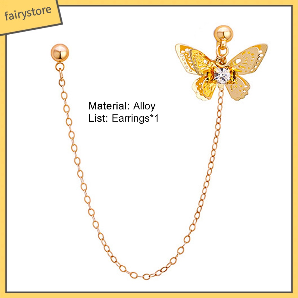 1 Khuyên Tai Dạng Kẹp Hình Bướm &amp; Hoa Cương Giả Bằng Hợp Kim