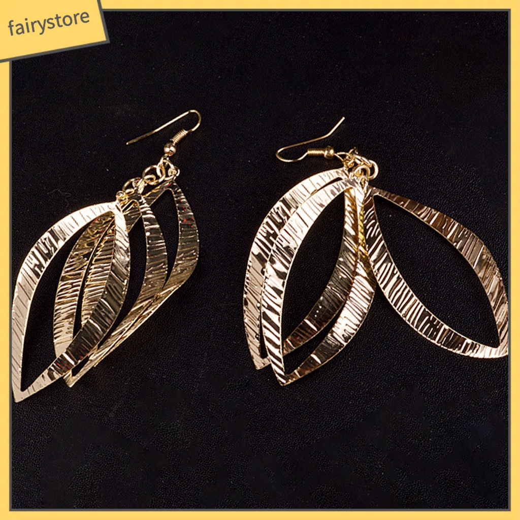 1 Đôi Bông Tai Dáng Dài Hình Chiếc Lá Bằng Hợp Kim Thân Thiện Với Da Chống Mòn Thời Trang Cho Nữ