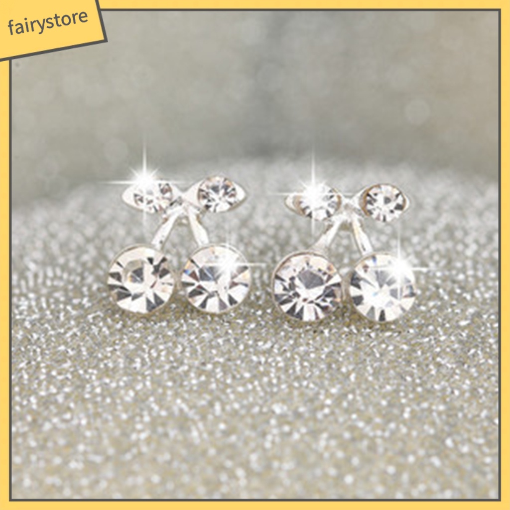 1 Đôi Bông Tai Hình Trái Tim / Nơ Đính Đá Zircon / Ngọc Trai Nhân Tạo Phong Cách Hàn Quốc