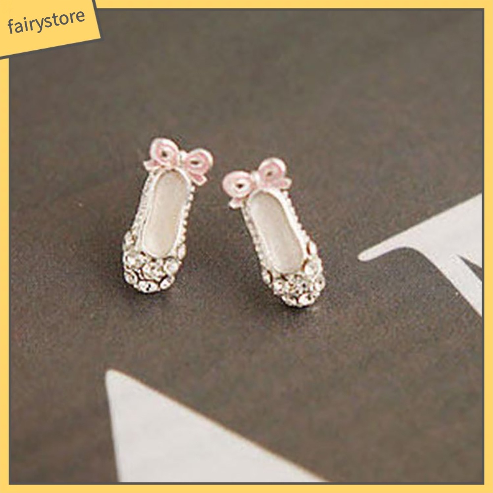 Bông Tai Hình Chiếc Giày Múa Ba Lê Đính Đá Lấp Lánh Dành Cho Nữ