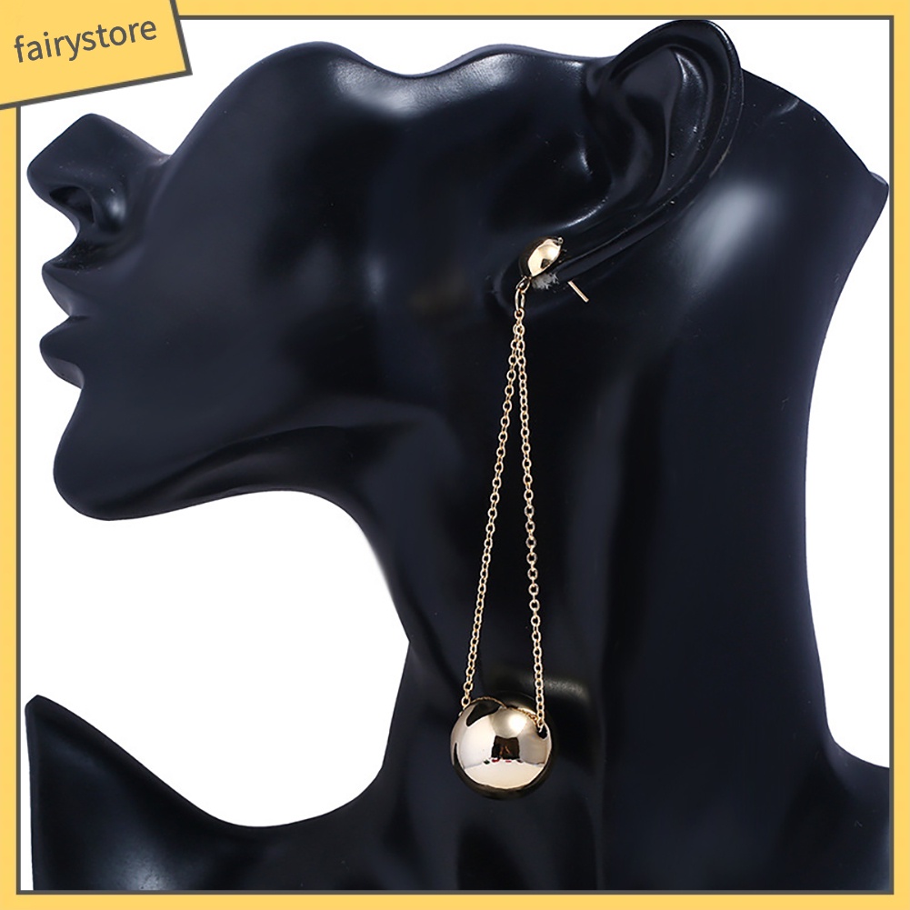 Bông Tai Dáng Dài Đính Bóng Tròn Đơn Giản Thời Trang Cho Nữ