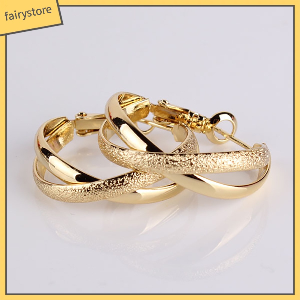 Khuyên Tai Tròn 2 Lớp Mạ Vàng Thời Trang Dành Cho Nữ