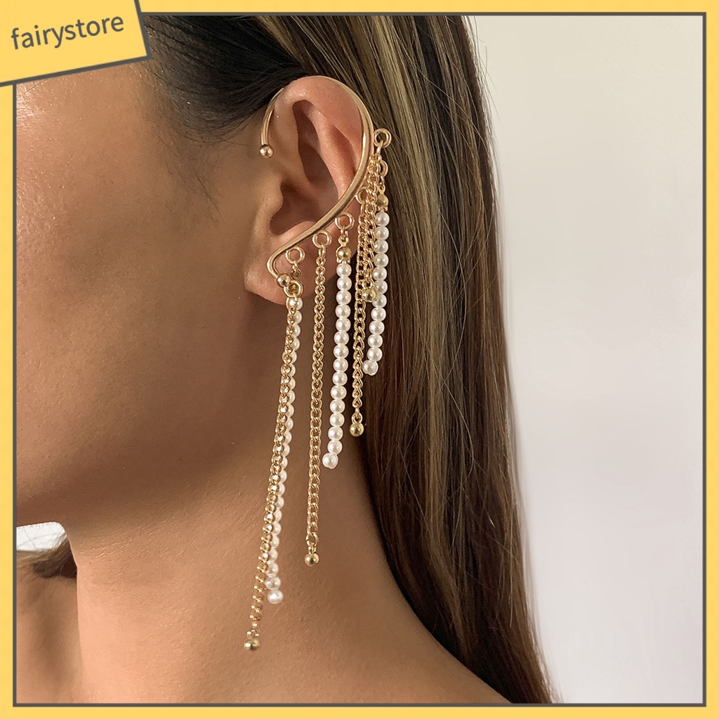 1 Khuyên Kẹp Vành Tai Tua Rua Phong Cách Vintage Tinh Tế Cho Đám Cưới