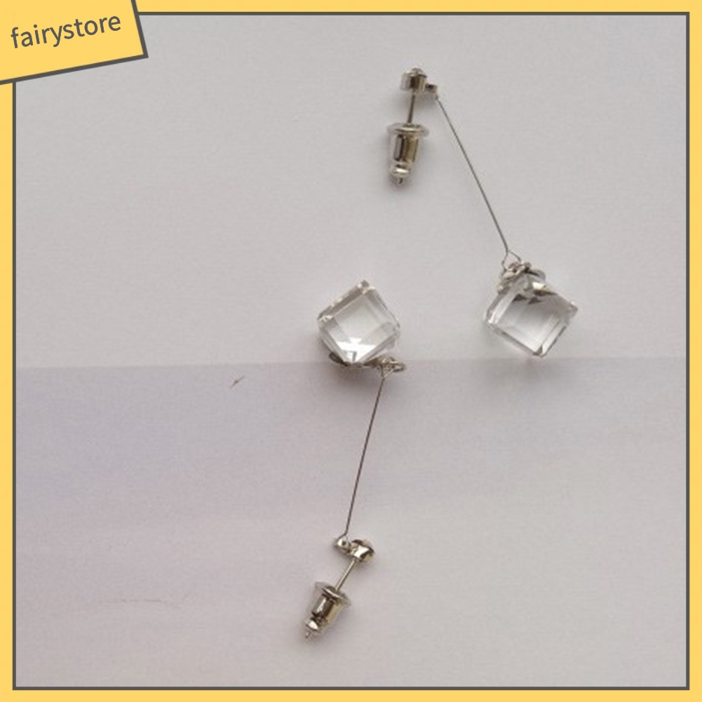 Bông Tai Hình Khối Trong Suốt Đính Đá Thời Trang Dành Cho Nữ