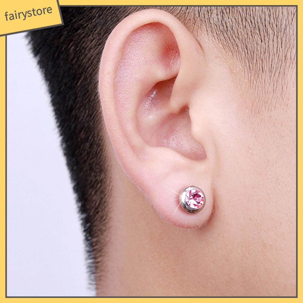 Bông Tai Helix Bằng Thép Không Gỉ Đính Kim Cương Giả Unisex