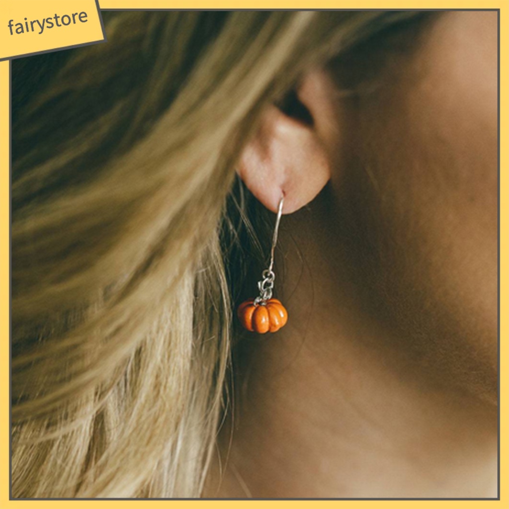 1 Đôi Bông Tai Mạ Bạc Hình Trái Bí Ngô Phong Cách Halloween Thời Trang Cho Nữ