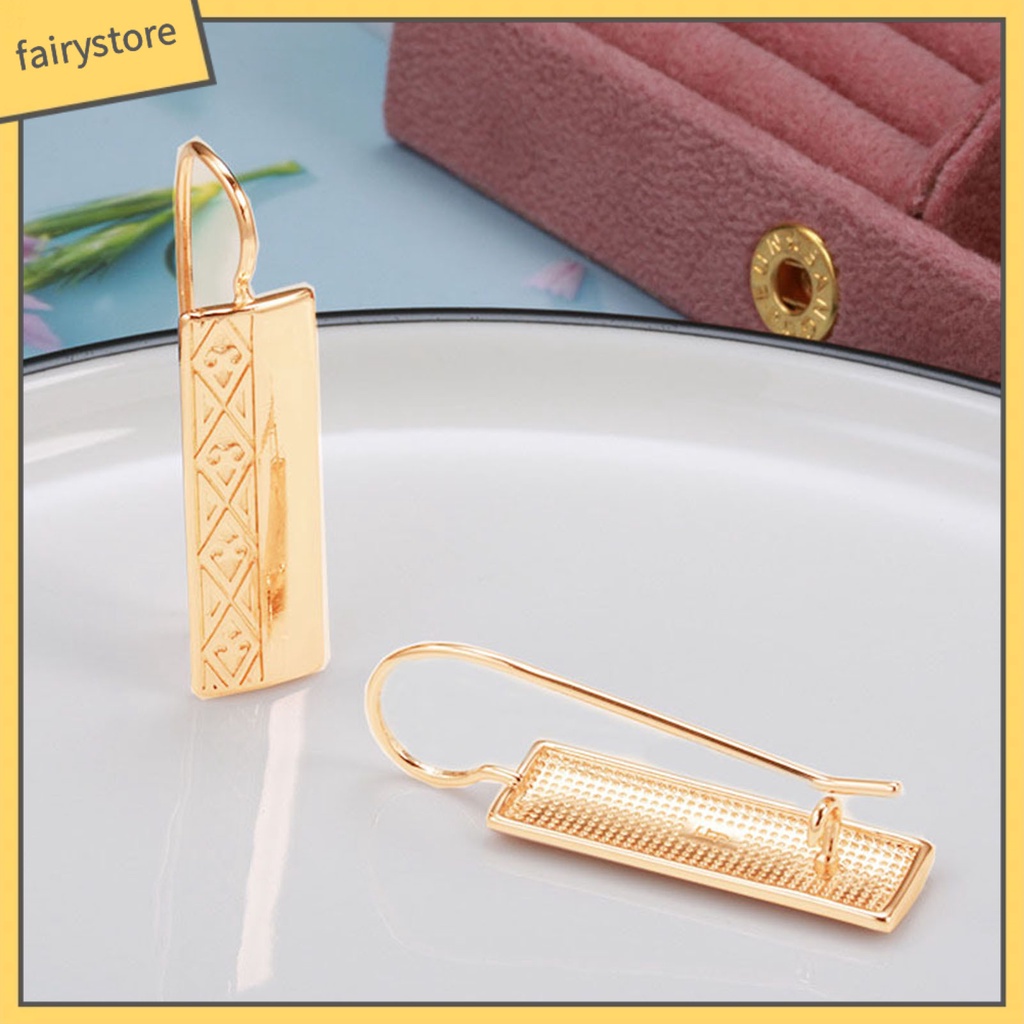 [FRO] 1 Đôi Bông Tai Móc Hình Chữ Nhật Bằng Hợp Kim Bắt Mắt Nghệ Thuật Cho Kỳ Nghỉ