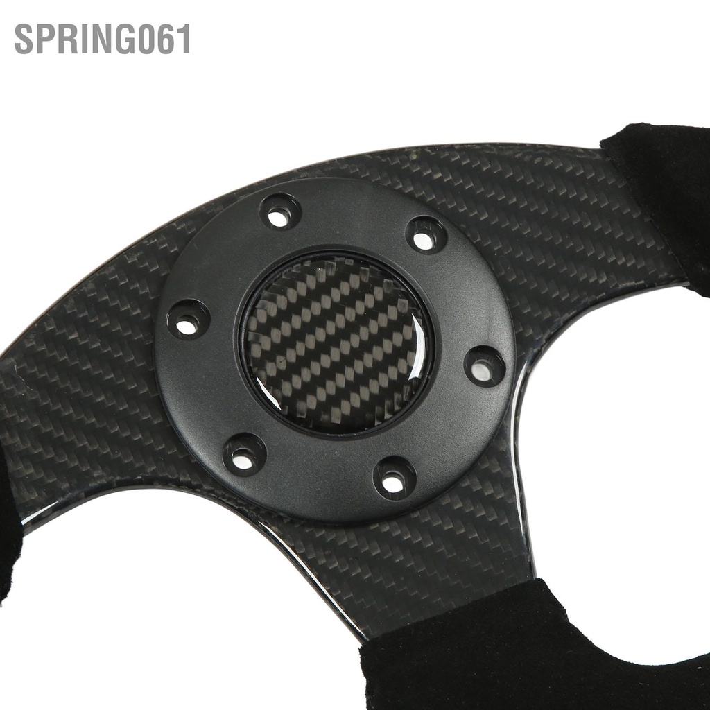 Spring061 Bọc Vô Lăng Ô Tô Đường Khâu Đen Sợi Carbon 6 Lỗ Tay Cầm Thoải Mái Đa Năng Cho Sửa Đổi