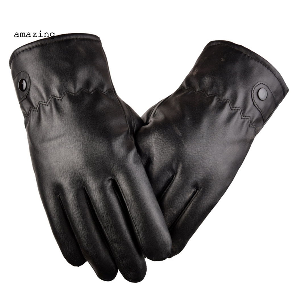 1 Đôi Găng Tay Giả Da Giữ Ấm Mùa Đông Chống Trượt Chống Nước Cho Nam