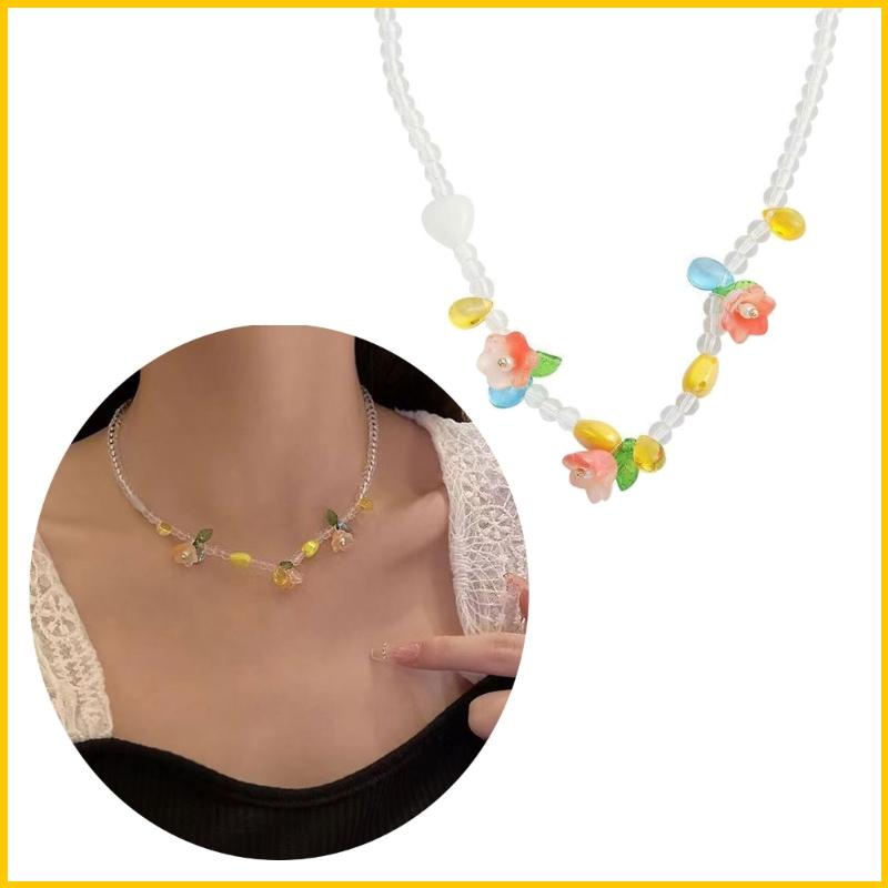 Vòng cổ Mặt Acrylic Hình Hoa Phong Cách Hawaii Cho Nữ