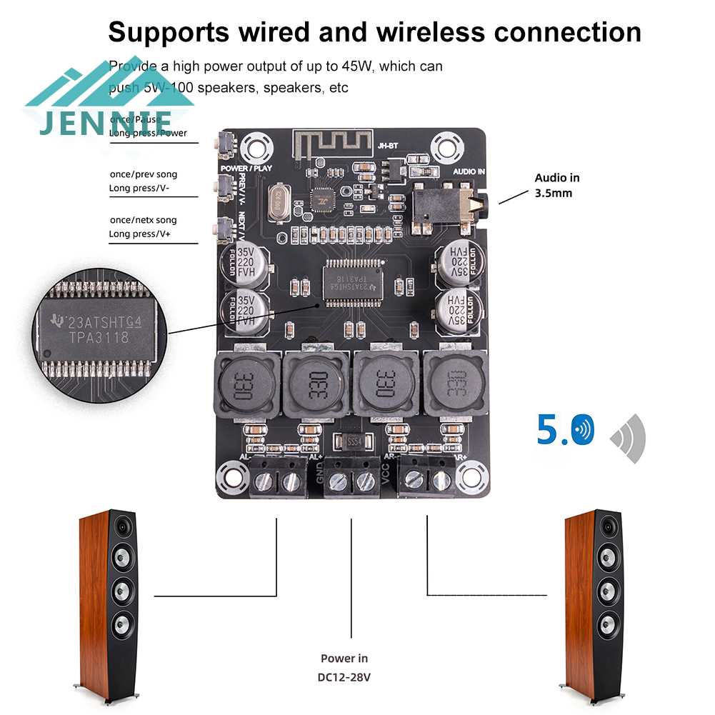 Bảng Mạch Khuếch Đại Âm Thanh Bluetooth PCB 12V 24V [jennie1.vn]