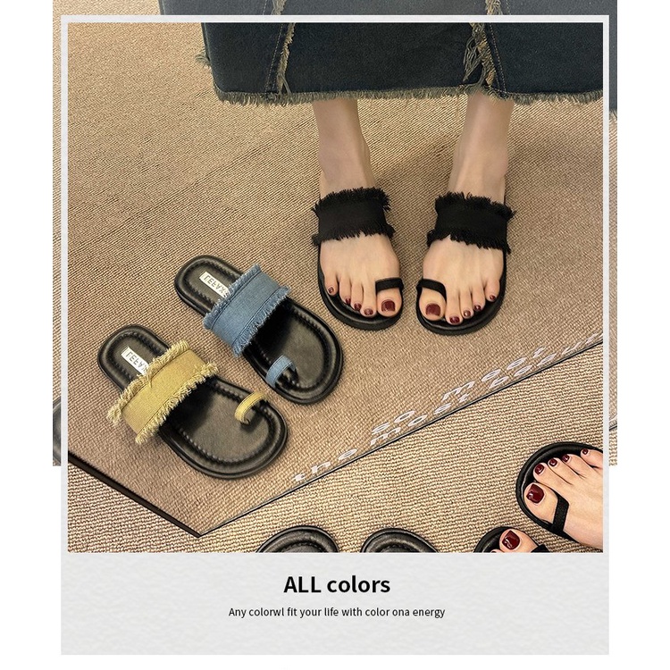 Dép Sandal Da PU Đế Bằng Thời Trang Retro Cá Tính Cho Nữ