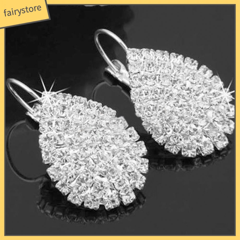 Bông Tai Hình Giọt Nước Đính Đá Lấp Lánh Sang Trọng Thời Trang Cho Nữ