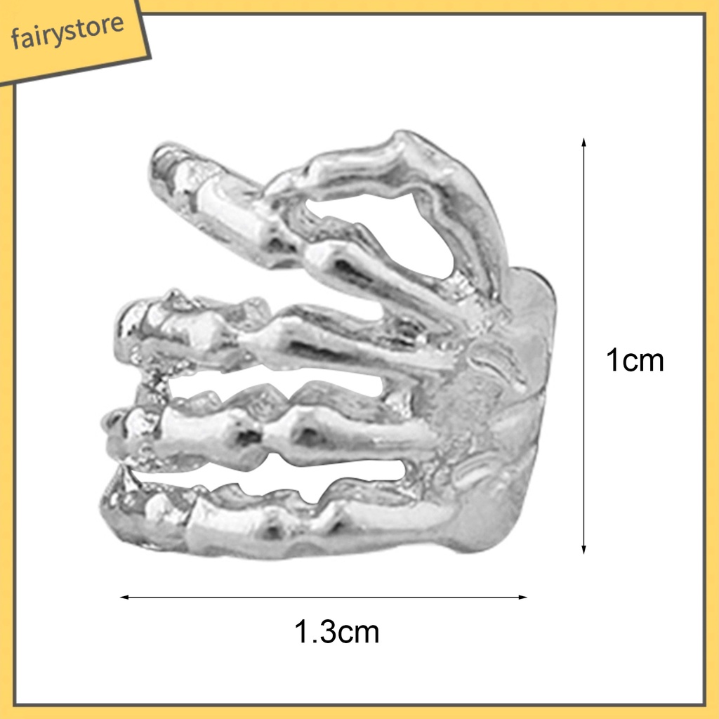 1 Khuyên Kẹp Vành Tai Hình Bộ Xương Bàn Tay Phong Cách Punk Unisex