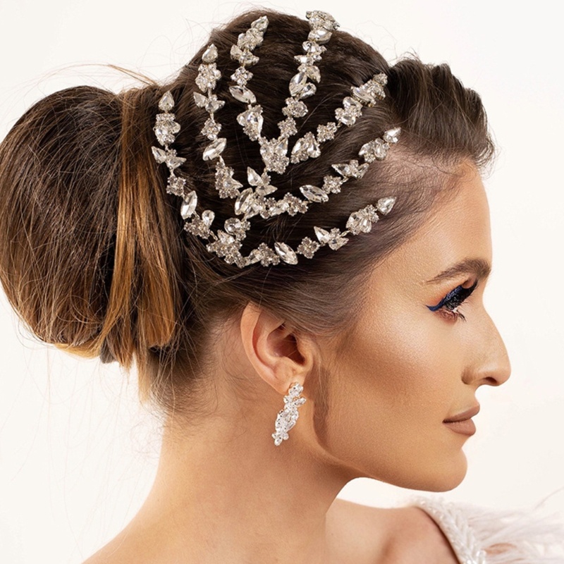 Flgo Vương Miện Đính Kim Cương Pha Lê Nhiều Lớp Lấp Lánh Màu Vàng / Bạc Thanh Lịch Dành Cho Cô Dâu Trong Tiệc Cưới Sup