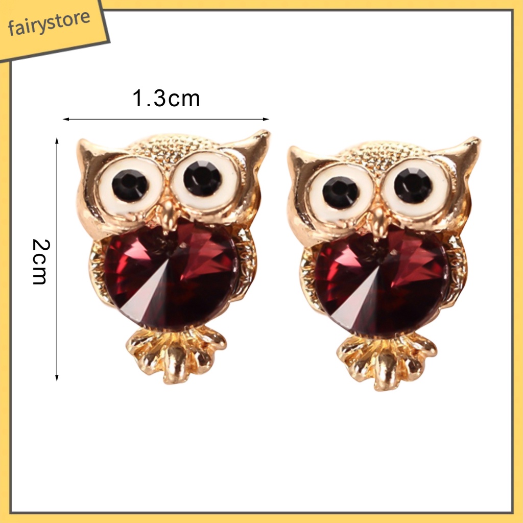 Bông Tai Hình Chim Cú Đính Đá Bằng Hợp Kim Thời Trang Dành Cho Nữ