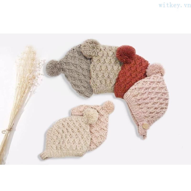 Mũ Len Beanie Mềm Mại Dày Dặn Giữ Ấm Tai Dễ Thương Cho Bé Sơ Sinh
