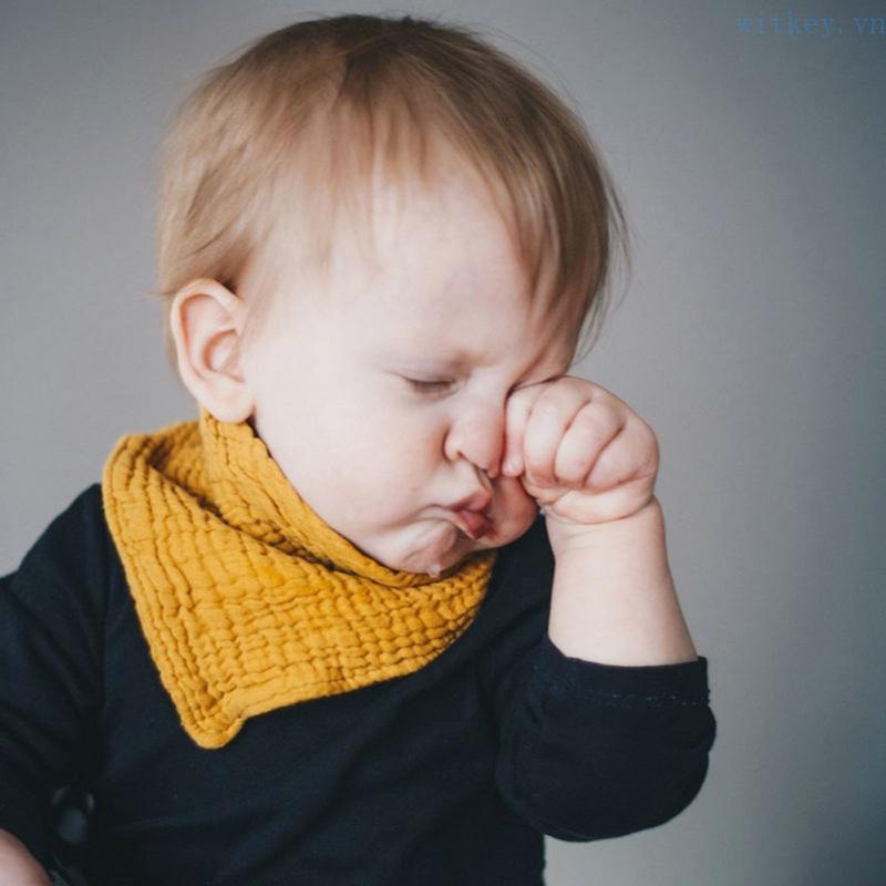 Yếm Ăn Cotton Mềm Mại Hình Tam Giác Thắt Nơ Dành Cho Bé