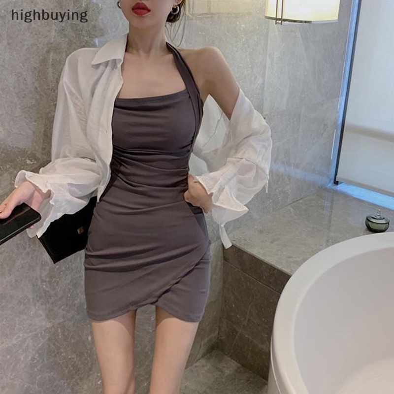 Đầm Hai Dây Dáng Ôm Đính Nơ Thời Trang Hàn Quốc Cho Nữ