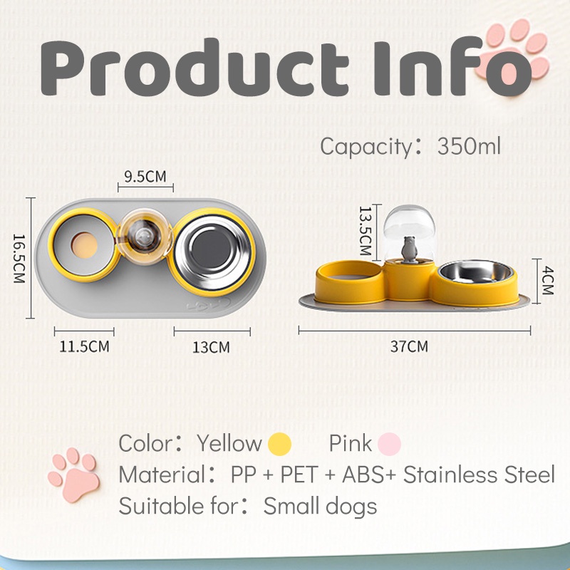 HamshMoc Bộ Bát Đựng Thức Ăn Nước Uống Tự Động 2 Trong 1 Có Thể Tháo Rời Cho Thú Cưng