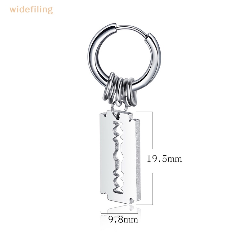 1 Đôi Bông Tai Hình Lưỡi Dao Cạo Rỗng Bằng Thép Không Gỉ Phong Cách Punk Hip Hop Thời Trang Cho Nam Và Nữ