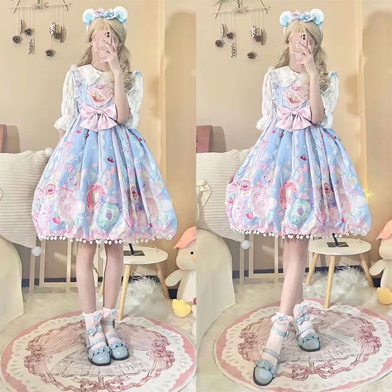 Đầm Lolita Thắt Nút Dễ Thương JSK Hàng Ngày Cho Chị Em Gái