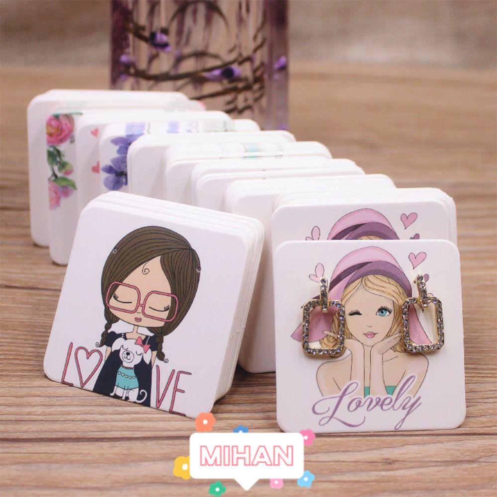 Set 100 Tấm Thẻ Trưng Bày Bông Tai Họa Tiết Hoạt Hình Nhiều Màu MIHAN1