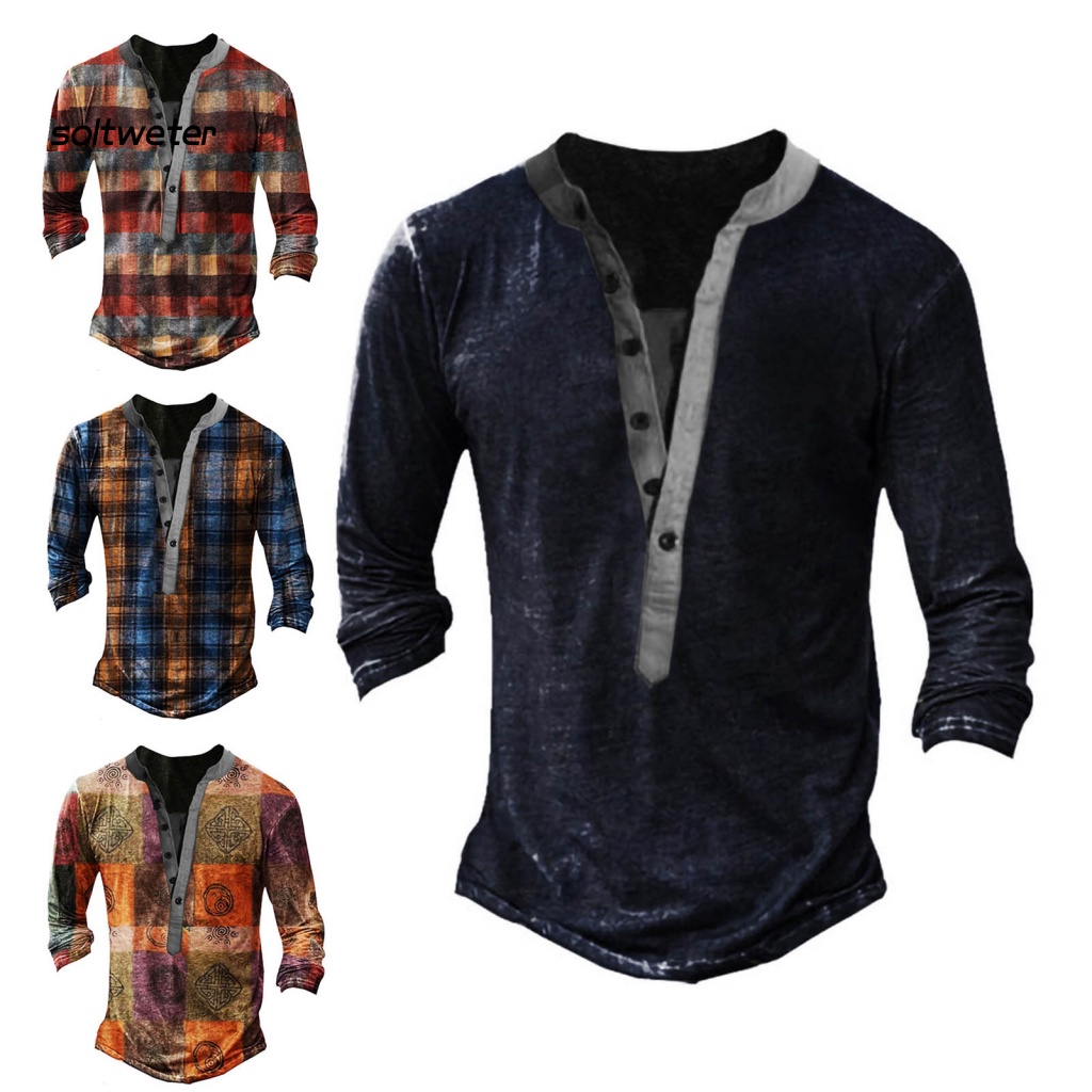 Áo Sơ Mi Cổ Chữ V Họa Tiết Kẻ Sọc Ca Rô Thời Trang Mùa Xuân Cho Nam