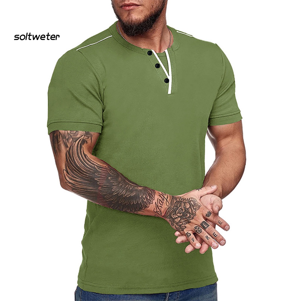 Áo Thun Tay Ngắn Cổ Chữ V Màu Sắc Đơn Giản Phong Cách Đường Phố Cho Nam