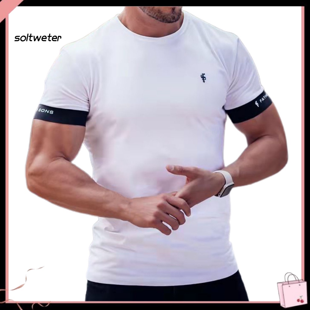 Áo Thun Cổ Tròn Màu Sắc Tương Phản Thời Trang Mùa Hè Cho Nam