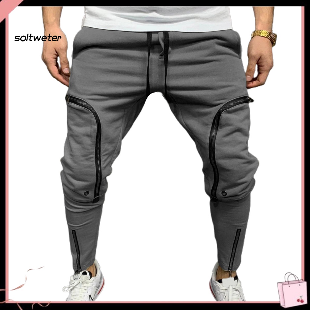 Quần Dài Dây Rút Nhiều Túi Màu Sắc Đơn Giản Thời Trang Đường Phố Cho Nam